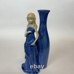 VTG Rose Porcelain Lady Figurine Bud Vase Art Deco Style Elegant Sculpture 8