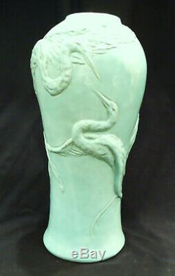 Van Briggle Pottery Marked Dancing Crane or Egret Collector Floor Vase Rare