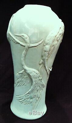 Van Briggle Pottery Marked Dancing Crane or Egret Collector Floor Vase Rare