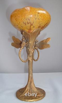 Vase Figurine Dragonfly Wildlife Art Deco Style Art Nouveau Style Porcelain Bron