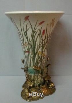 Vase Figurine Frog Art Deco Style Art Nouveau Style Porcelain Bronze