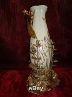 Vase Figurine Frog Elf Art Deco Style Art Nouveau Style Porcelain Bronze