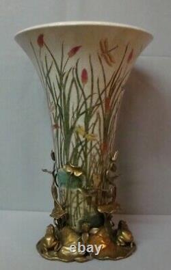 Vase Frog Art Deco Style Art Nouveau Style Porcelain Bronze Figurine