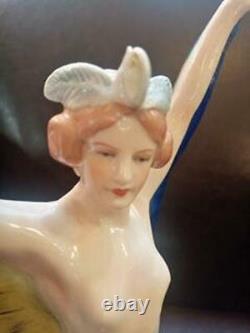 Very Rare Porcelain German Art Deco Extravagant Katzhutte BUTTERFLY Girl Figure