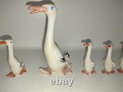 Very rare Metzler & Ortloff Art deco Grotesque Duck family figurines