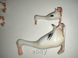 Very rare Metzler & Ortloff Art deco Grotesque Duck family figurines