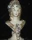 Victorian Art Deco Fountain Lamp Jeweled Porcelain Lady Bust Table Chandelier
