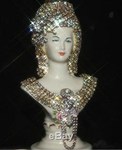 Victorian art Deco Fountain Lamp JEWELED porcelain Lady bust table chandelier