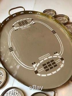 Villeroy & Boch Porcelain Metal Serving Tray and 12 Coasters, Jugendstil Saxony