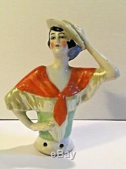 Vintage 1920s German Art Deco Lustre Porcelain Half Dolls & Heads Lot Of Three