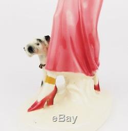 Vintage 1930s Art Deco Porcelain Figurine of Lady with a Dog Czechoslovakia