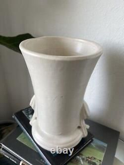 Vintage 1940s McCoy Pottery Art Deco Matte Ivory Glaze Vase 12 H Rare Find