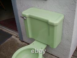 Vintage 1950 Green Porcelain Complete Toilet