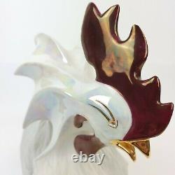 Vintage 1980's Art Deco GALOS Porcelain ROOSTER Statue Figurine Portugal Signed