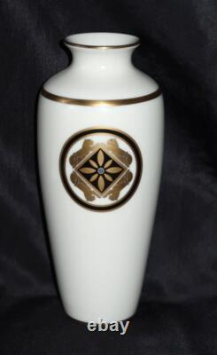 Vintage 1986 Cartier La Maison de L'Art Deco Deco Porcelain Vase, 7 1/2 Tall
