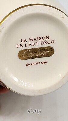Vintage 1986 Cartier La Maison de L'Art Deco Panther Porcelain Vase, 7 1/2 Tall