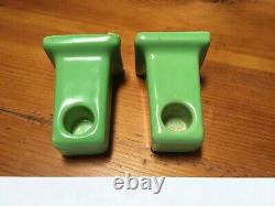 Vintage 30s Art Deco Green Jade Jadite Porcelain Towel Bar Rack Holders Brackets