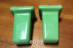 Vintage 30s Art Deco Green Jade Jadite Porcelain Towel Bar Rack Holders Brackets