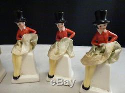 Vintage 6 Porcelain Bone China Place Card Holders Germany ART DECO LADYS TOP HAT