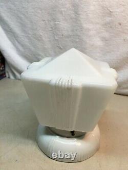 Vintage ART DECO Milk Glass Light Shade with Porcelain Fixture