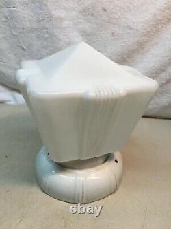 Vintage ART DECO Milk Glass Light Shade with Porcelain Fixture