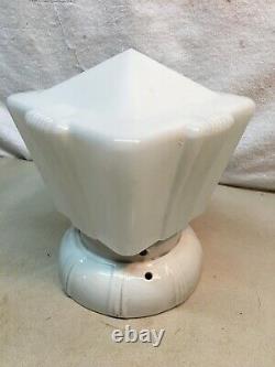 Vintage ART DECO Milk Glass Light Shade with Porcelain Fixture