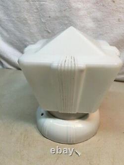 Vintage ART DECO Milk Glass Light Shade with Porcelain Fixture