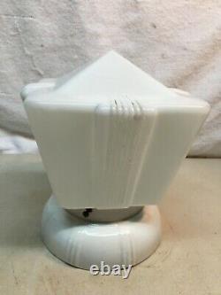 Vintage ART DECO Milk Glass Light Shade with Porcelain Fixture