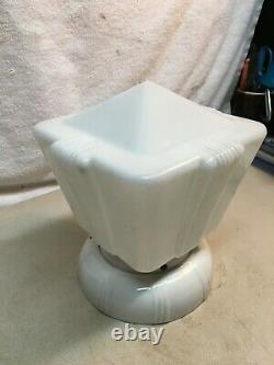 Vintage ART DECO Milk Glass Light Shade with Porcelain Fixture