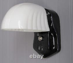 Vintage Antique Art Deco Black Porcelain Bathroom Vanity Wall Sconce