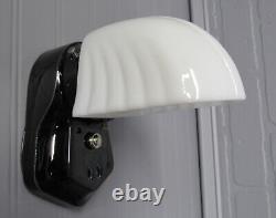 Vintage Antique Art Deco Black Porcelain Bathroom Vanity Wall Sconce