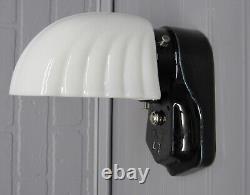 Vintage Antique Art Deco Black Porcelain Bathroom Vanity Wall Sconce