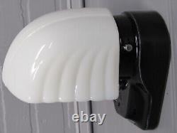 Vintage Antique Art Deco Black Porcelain Bathroom Vanity Wall Sconce