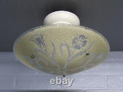 Vintage Antique Porcelain Semi Flush Mount Art Deco Light 1930's Restored 12.5