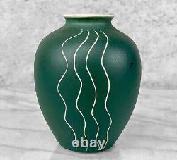 Vintage Art Deco Abstract Figural Green Art Pottery Porcelain Vase