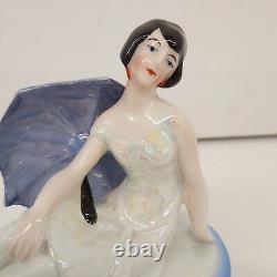 Vintage Art Deco Bavaria Luster Porcelain Dresser Jewelry Box Trinket Doll 1930