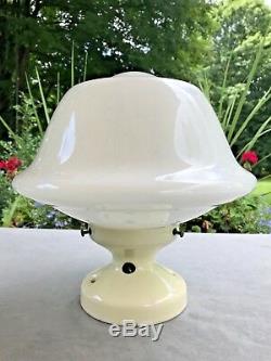 Vintage Art Deco Ceiling Light Globe Porcelain Fixture & Glass Shade