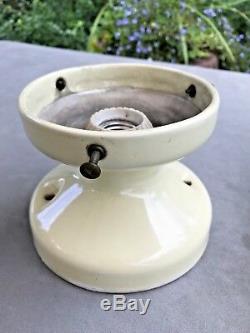 Vintage Art Deco Ceiling Light Globe Porcelain Fixture & Glass Shade