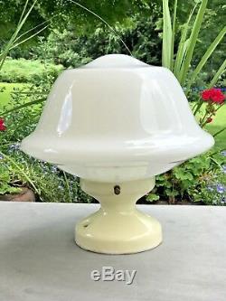 Vintage Art Deco Ceiling Light Globe Porcelain Fixture & Glass Shade