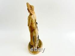 Vintage Art Deco Ceramic Statue 20 Posh Hat Lady Figure with Borzois Dog