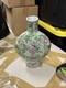 Vintage Art Deco Chinese Porcelain Vase Green With Birds And Flowers