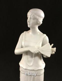 Vintage Art Deco Flapper Woman Porcelain Statue Figurine Blanche De Chine