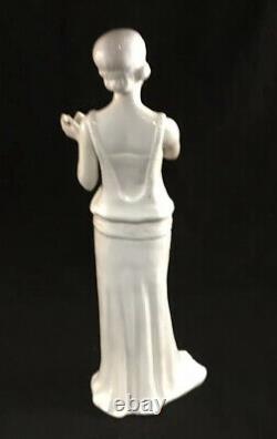 Vintage Art Deco Flapper Woman Porcelain Statue Figurine Blanche De Chine
