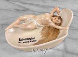 Vintage Art Deco German Porcelain Nude Women Pipe Rest Ashtray