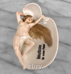 Vintage Art Deco German Porcelain Nude Women Pipe Rest Ashtray