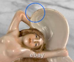 Vintage Art Deco German Porcelain Nude Women Pipe Rest Ashtray