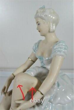 Vintage Art Deco German Unterweissbach Lady Ballerina Porcelain Figurine