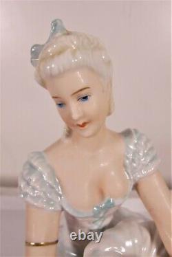 Vintage Art Deco German Unterweissbach Lady Ballerina Porcelain Figurine