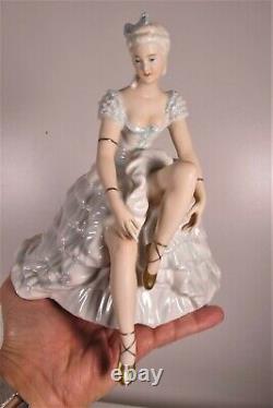 Vintage Art Deco German Unterweissbach Lady Ballerina Porcelain Figurine