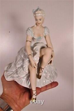 Vintage Art Deco German Unterweissbach Lady Ballerina Porcelain Figurine